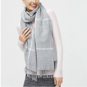 J. Crew Gray/Blue Plaid Blanket Scarf